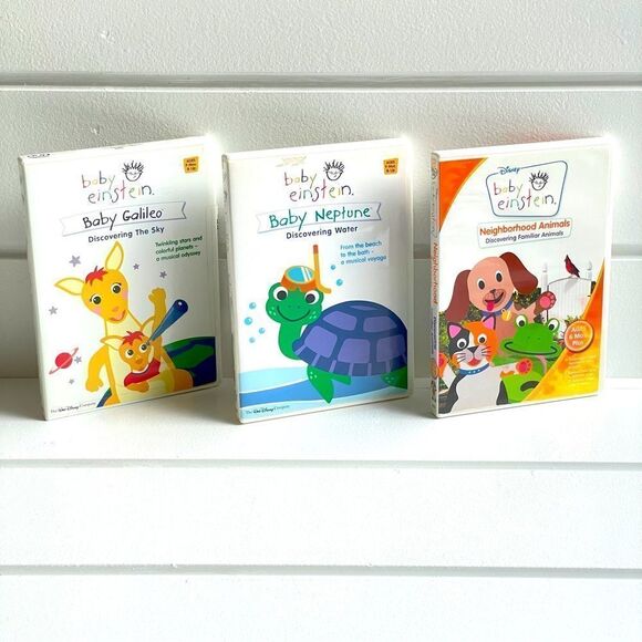 Lot of 3 Baby Einstein DVD’s Baby Galileo, Baby Neptune, & Neighborhood Animals - Picture 1 of 10